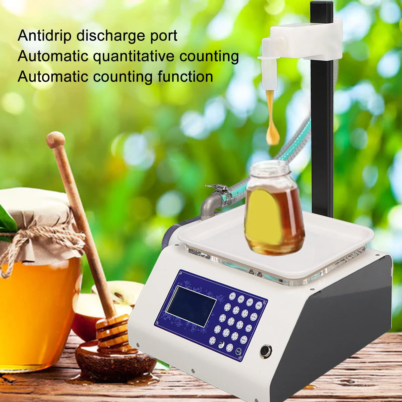 꿀 충전 기계 정량 조절식 리프팅 로드 병 충전기 꿀벌 사육용 금속 쉘 시트