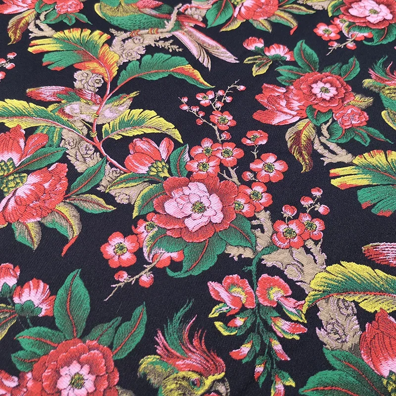 

Brocade Jacquard Fabric Spring Autumn Tropical Rainforest Macaw Dress Trench Coat Clothing Cloth Fashion Design Sewing Wholesale