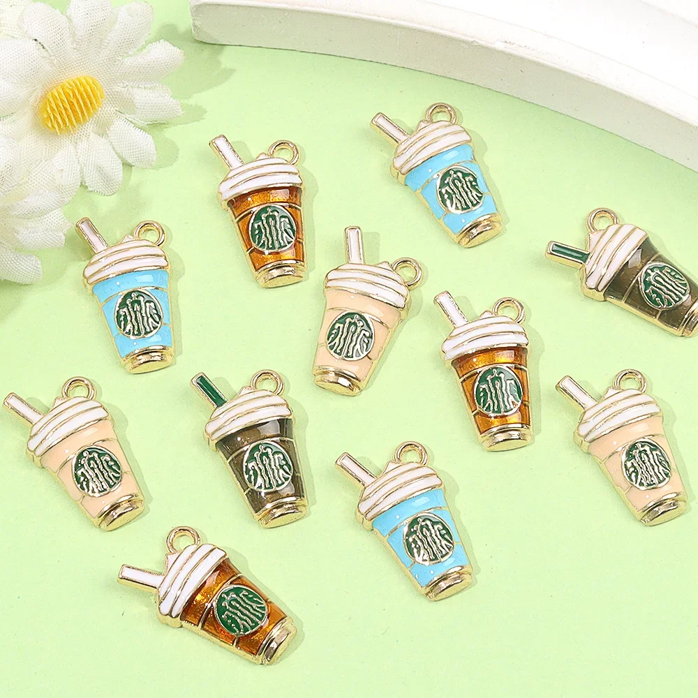 3/6/12pcs Coffee Cup Shaped Decorative Pendant for Jewelry Making Earring Valentine's Day Mother's Day Music Festival GiftMaking