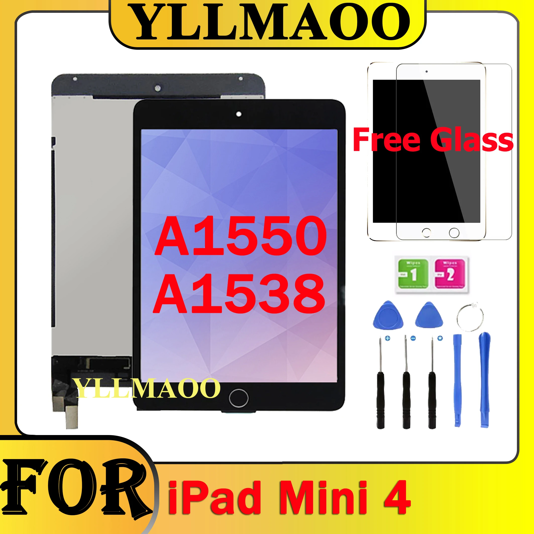 For Apple iPad Mini 4 A1538 A1550 LCD Display With Touch Screen Panel Assembly Replacement Digitzer EMC 2815 EMC 2824 Gift Glass