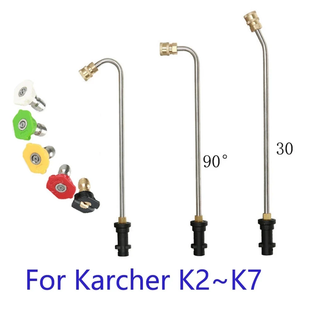 High Pressure Washer Spraygun Extension Rod 1/4Inch Quick Connect Adapter 90 Degree Cleaning Machine for Karcher K2-K7