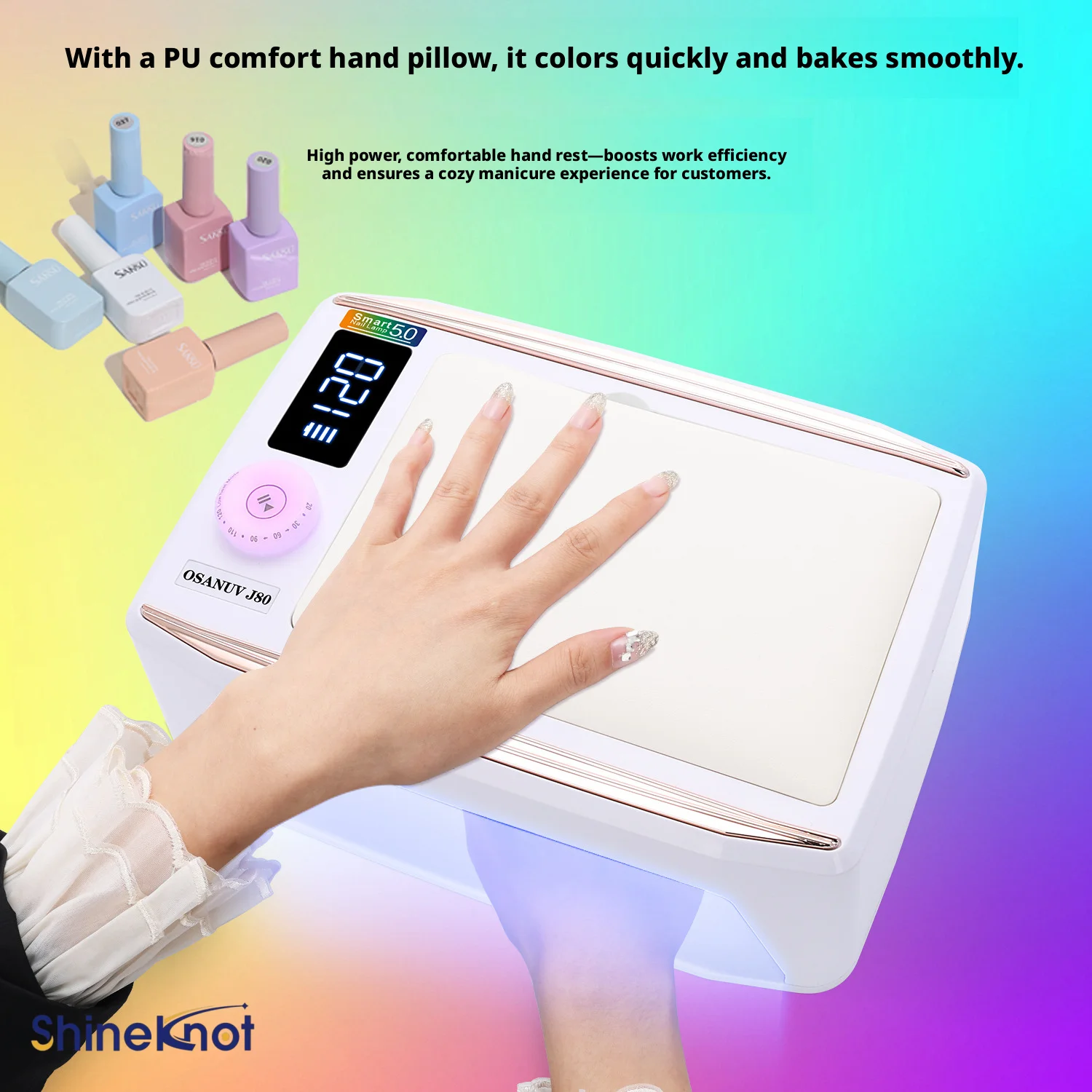 SHINEKNOT LED Hand Pillow Nail Lamp Battery Type 380W High-Power Wearable Nail Specific Intelligent Induction UV Gel Curing Lamp