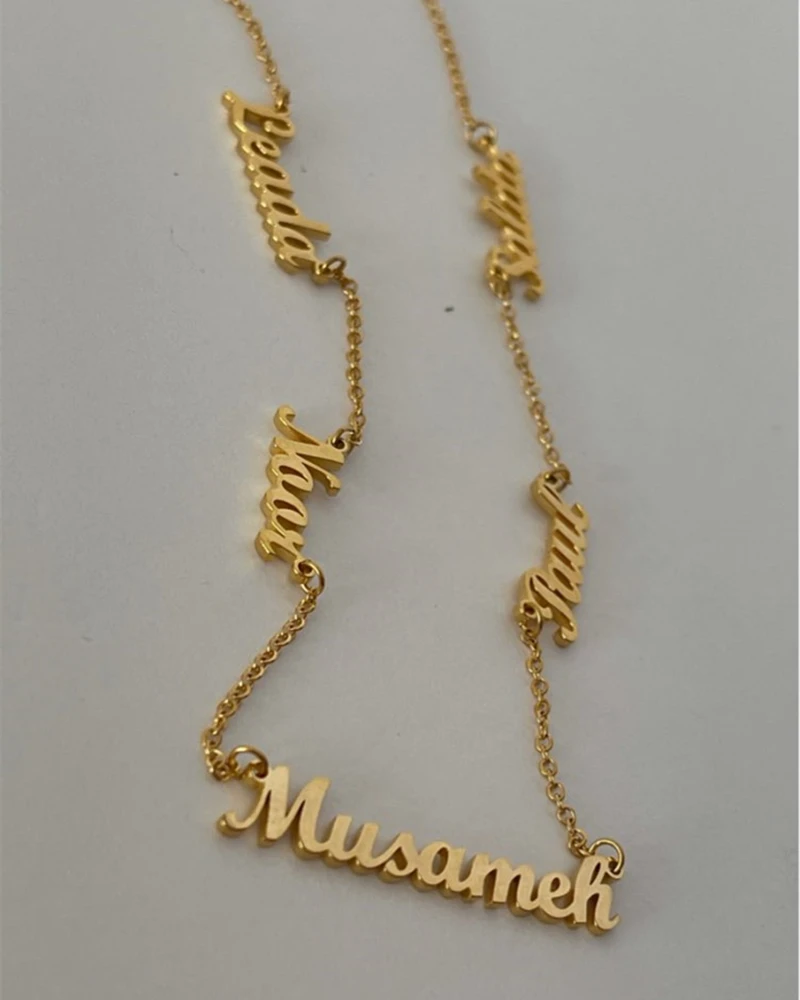

Custom Multiple Name Necklace Mom Grandama Jewelry Personalized Gold Color Stainless Steel Family Nameplate Pendant Necklace