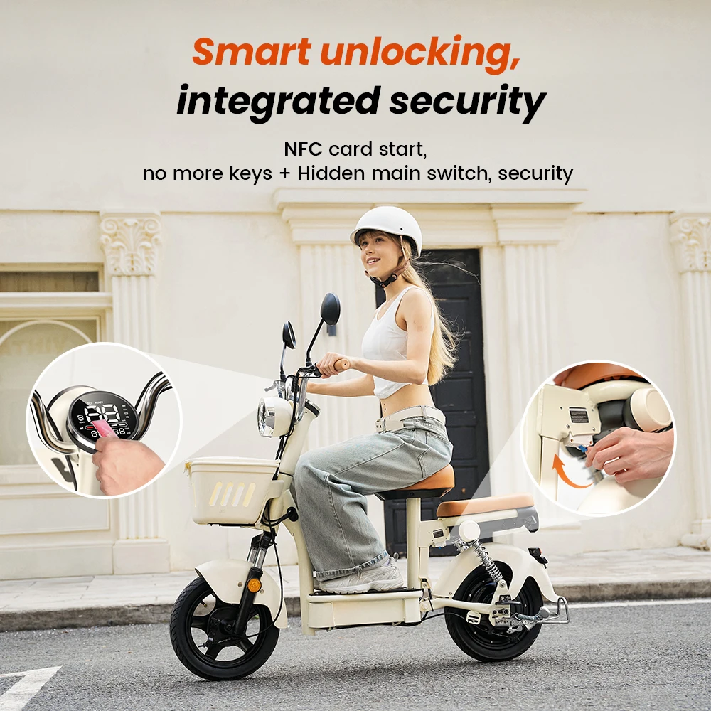 iScooter Y16 1200W 48V20Ah 90-100km de autonomía, asiento con cestas, patinete eléctrico urbano para compras, 14 pulgadas, amortiguación delantera/trasera, patinetes eléctricos
