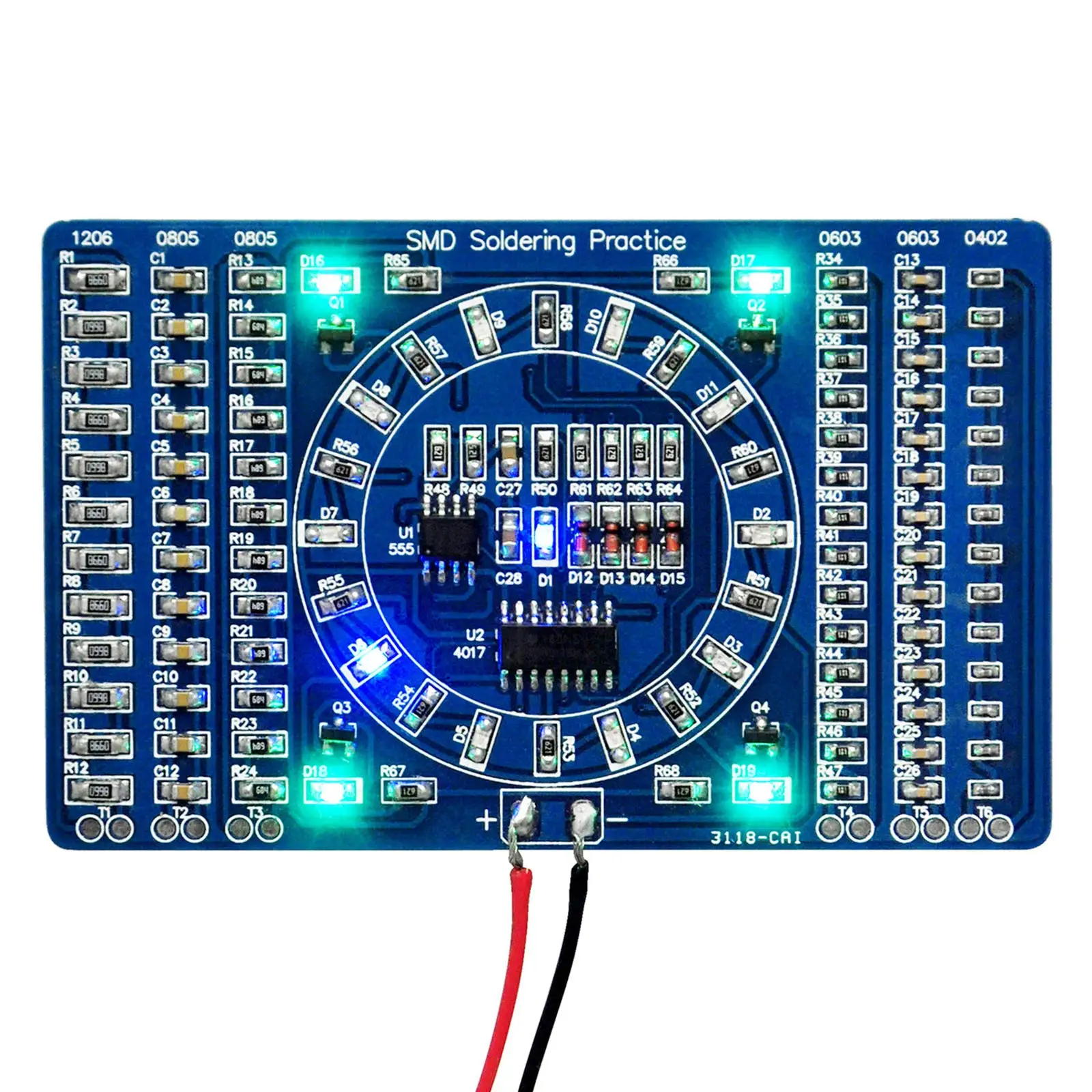 Placa de Prática de Soldagem SMD Avançada para Componentes Eletrônicos, Kit de Treinamento de Habilidades SMT para Soldagem de PCB