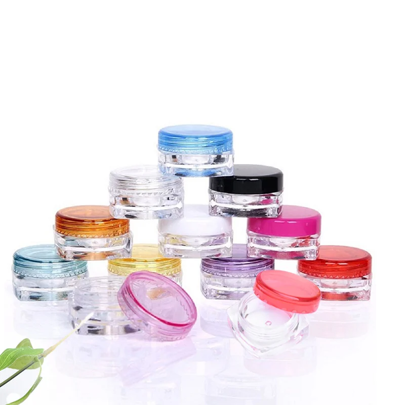 

50pcs3ml/5ml Empty Plastic Cosmetic Jars Square Base Face Cream Bottles Eyeshadow Cosmetics Packaging Travel Refillable Bottles