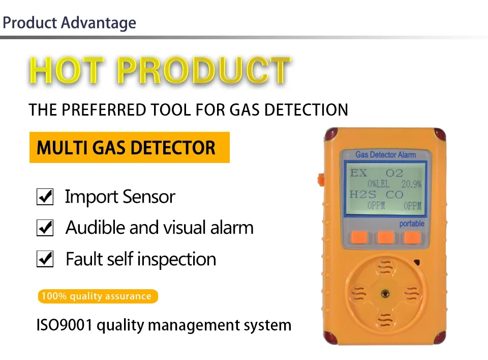 handheld type multi gas detector customization gas LEL O2 CO H2S CO2 SO2 NO NO2 NOX gas alarm