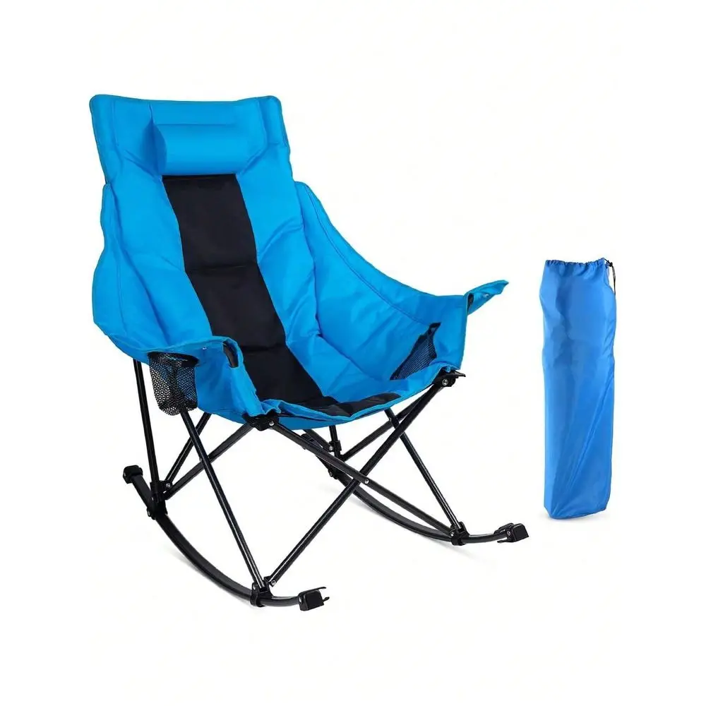 

Folding Rocking Camping Chair For Adults Portable Oversized Heavy Duty Camping Rocker Folding Lawn Chair With Cup Holder Cool