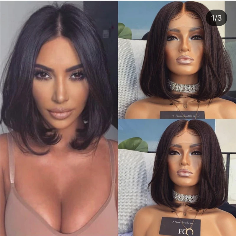 

New cute bob short straight hair wigs, fashionable front lace wig, synthetic fiber full head cover