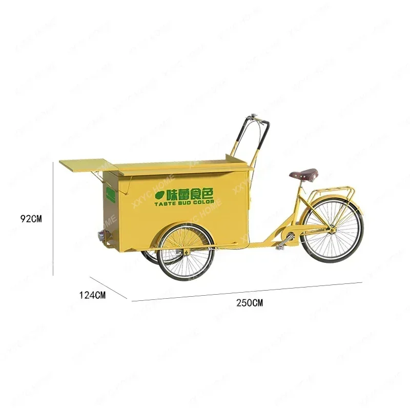 JJlt LxOutdoor Stall Cart Night Market Promotion Wrought Iron Stall Cart Movable Three-wheeled Dining Car