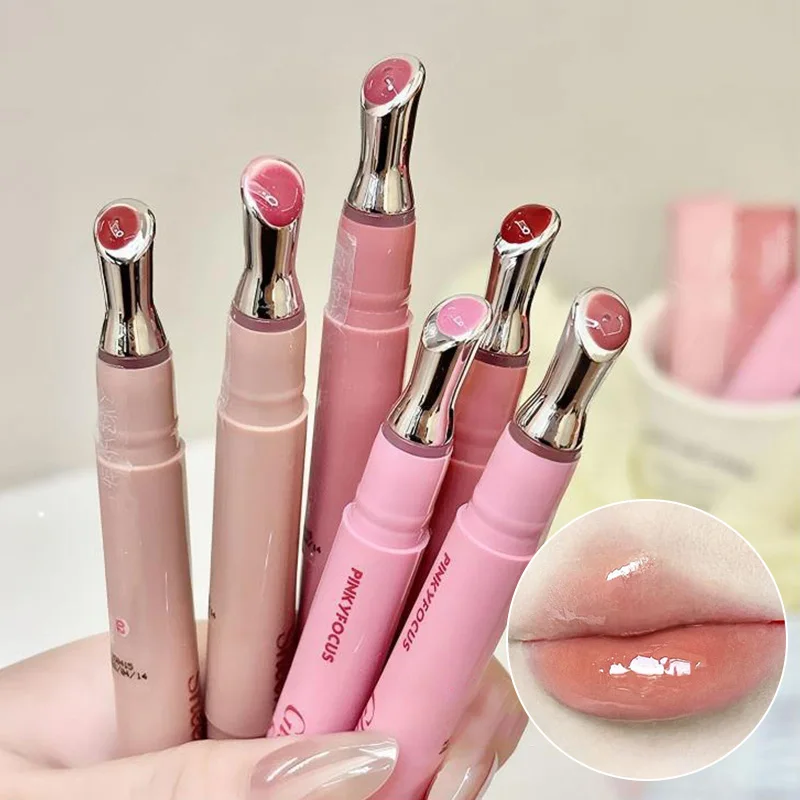 Pinkyfocus Lip Gloss Is Moisturizing, Natural, Easy to Apply, Has a Water-Glossy Finish, Doesn'T Stick to the Cup, Doesn'T Show Lip Lines, Isn'T Sticky, Makes Lips Look Plump, Brightens the Complexion, High-End Versatile Korean-Style Lip Gloss, Suitable for All Seasons.