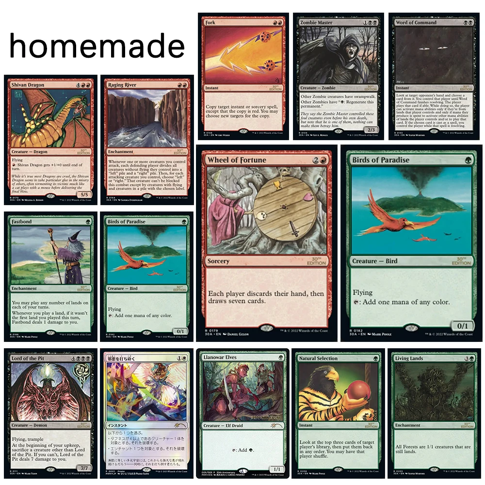 

Magic the Gatherings storms homemade Llanowar Elves Natural Selection Fastbond Shivan Dragon Time Walk Board game toy cards