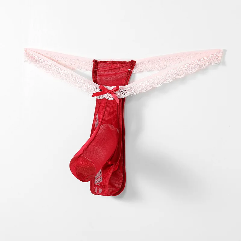 القوس سيسي الملابس الداخلية الرجال مثير الفيل الأنف سراويل شبكة انظر من خلال T-الظهر ثونغ g-سلسلة تمتد طويل القضيب غمد الملابس الداخلية #2