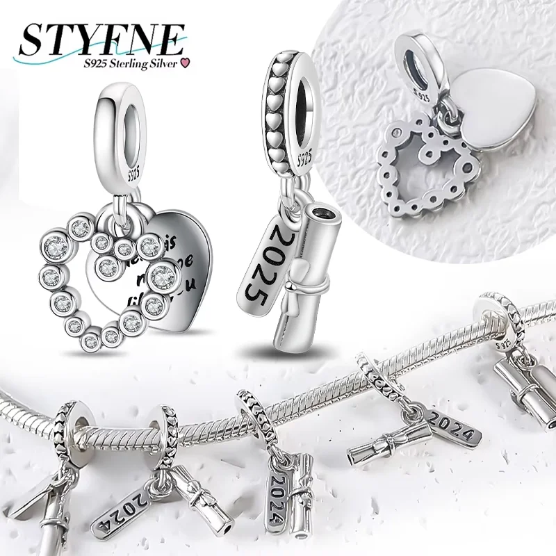 

Sterling Silver 925 Heart-To-Heart Charms Pendant Infinity Love Beads Fit DIY Original Bracelet Jewelry for Women Fine Gifts