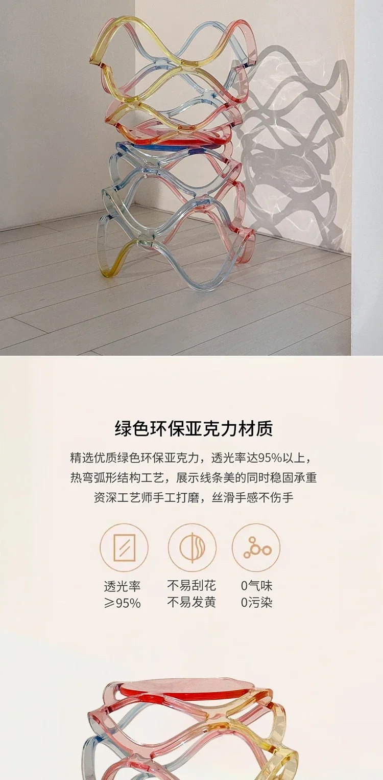 Acryl gewellte Wohnzimmerseite ein paar einfache, transparente Hocker Schlafzimmer Nachttisch