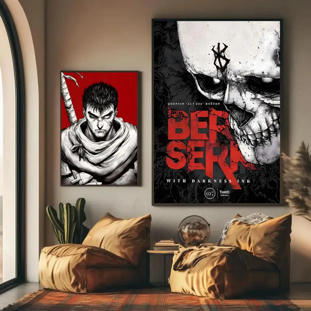 Berserk Poster Self-adhesive Wall Mural Art Waterproof Sticker For Bar Room Decor High Quality Print Gift