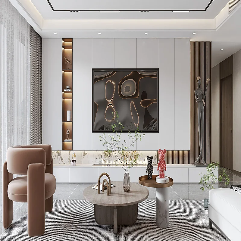 Modern Wall-mounted TV Cabinet with Integrated Lighting for Living Room and Bedroom, TV Cabinet Furniture
