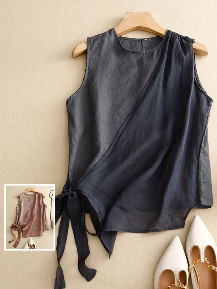 

Color Blo Small Vest Big Size Women's Faion Bal One Button round Ne Svel Top Summer Loose Fit Comfortable