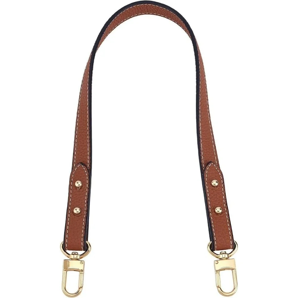 Genuine Leather Handbag Handle 23.4 Inch Real Leather Shoulder Bag Strap Short Purse Strap Replacement Clutches Handle Tote