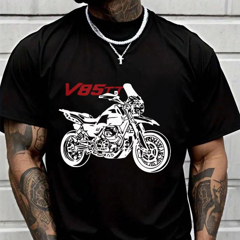 Guzzi V85Tt V 85 Tt Moto Creative Print T Shirt Summer Short-sleeved Casual Tee Men Women Streetwear Loose T-shirt