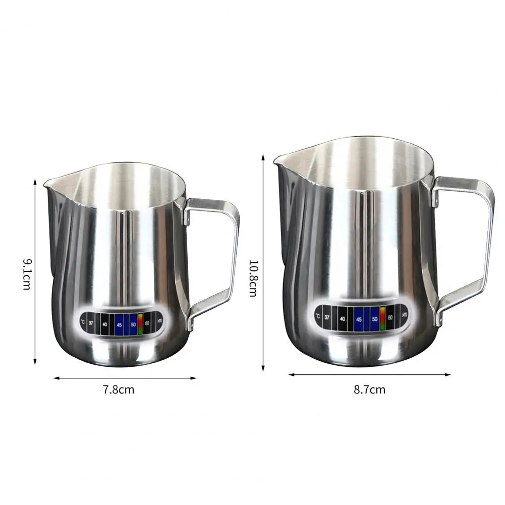 Milk Frothing Pitchers with Integrated Thermometer Latte Art Jug Stainless Steel Creamer Temperature Espresso Steaming Pitchers