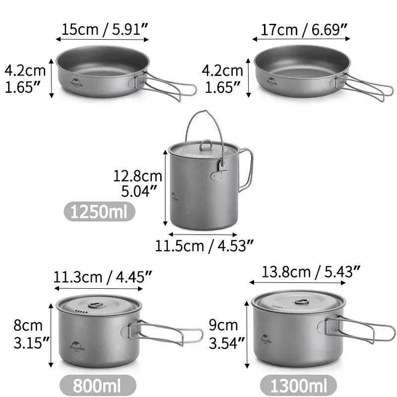 Imagem -06 - Naturehike Titanium Louça Panela Dobrável Frigideira Utensílios de Piquenique ao ar Livre Caminhadas e Camping Panelas