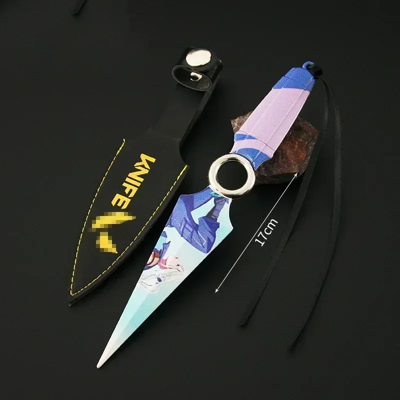 JX TOY 17cm Valorant Knife Jett Kunai Metal Model with Sheath Game Peripherals Melee Reaver Weapons Steel Katana Training Knives