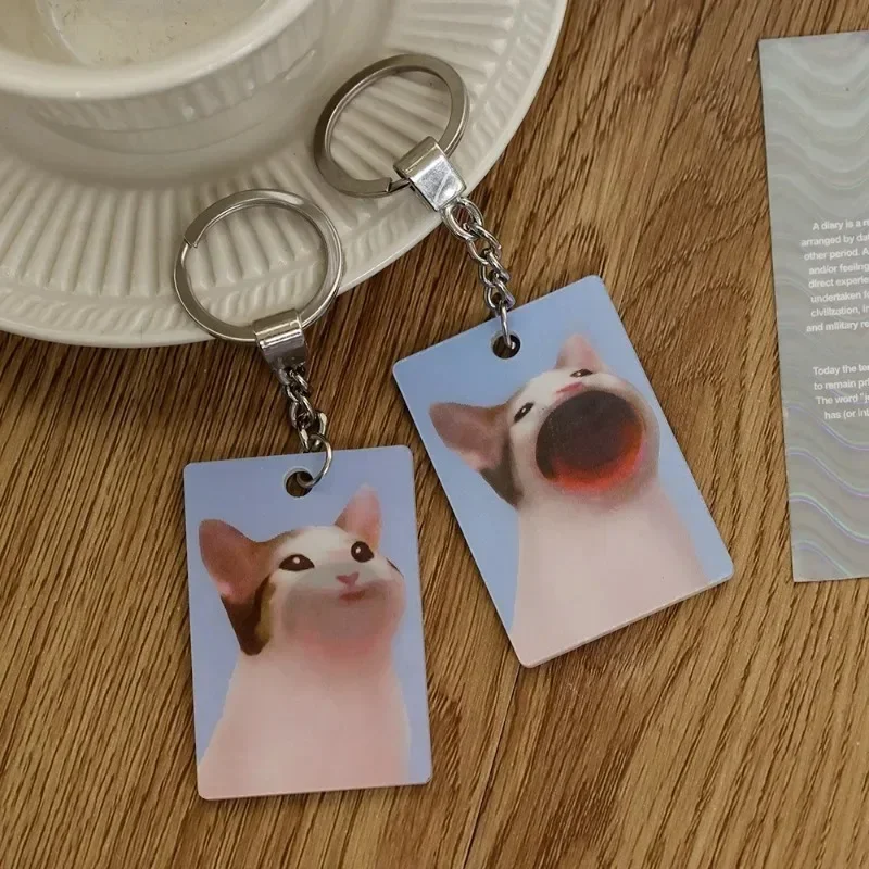 Creative Funny Pok Mouth Cat Shakes Dynamic Changeable Funny Personalized Keychains Acrylic Lovely Playful Interesting Key Ring