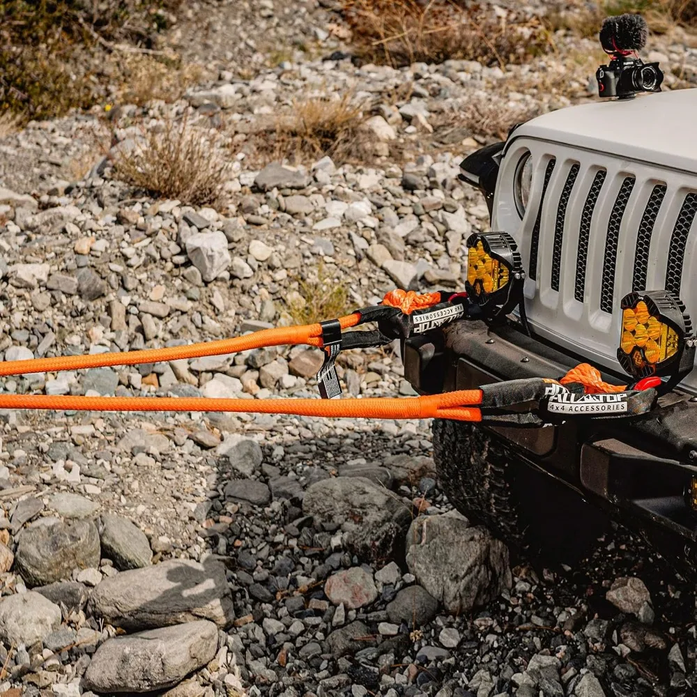 طقم حبل استعادة مرن عالي القوة مع أغلال ناعمة، سعة 48000 رطل، 1 بوصة × 20 قدم، مناسب للاستخدام عالي التحمل، 1