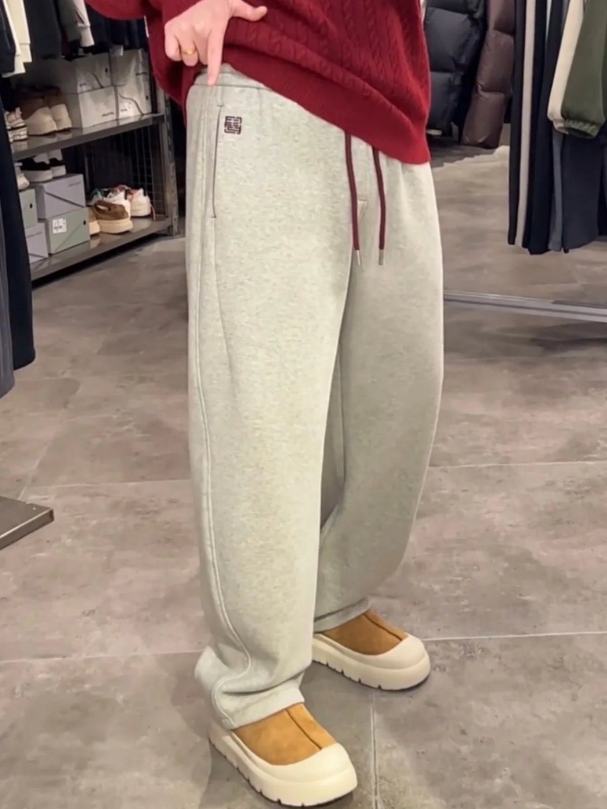 

Зимние повседневные брюки Thiened Fce на подкладке с вышивкой в стиле пэчворк, цветная блузка, мужские, приятные для кожи, теплые спортивные широкие брюки...