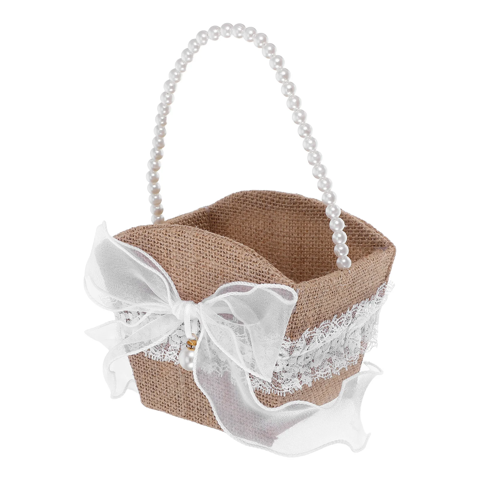 

Flower Basket with Bow for Girl Candy Storage Burlap Elegant Wedding Other Supplies