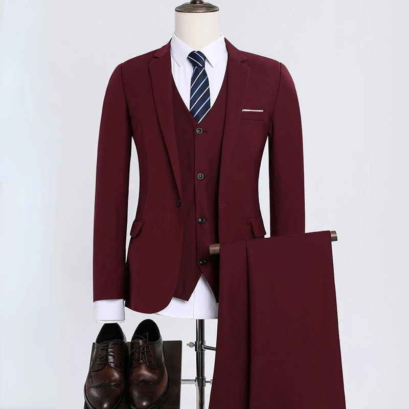 

M119 Mens Suits 3 Piece (Blazer+vest+pants) Fashion Business Casual Slim-fit Formal Dress Banquet Work British Style Evening Dre