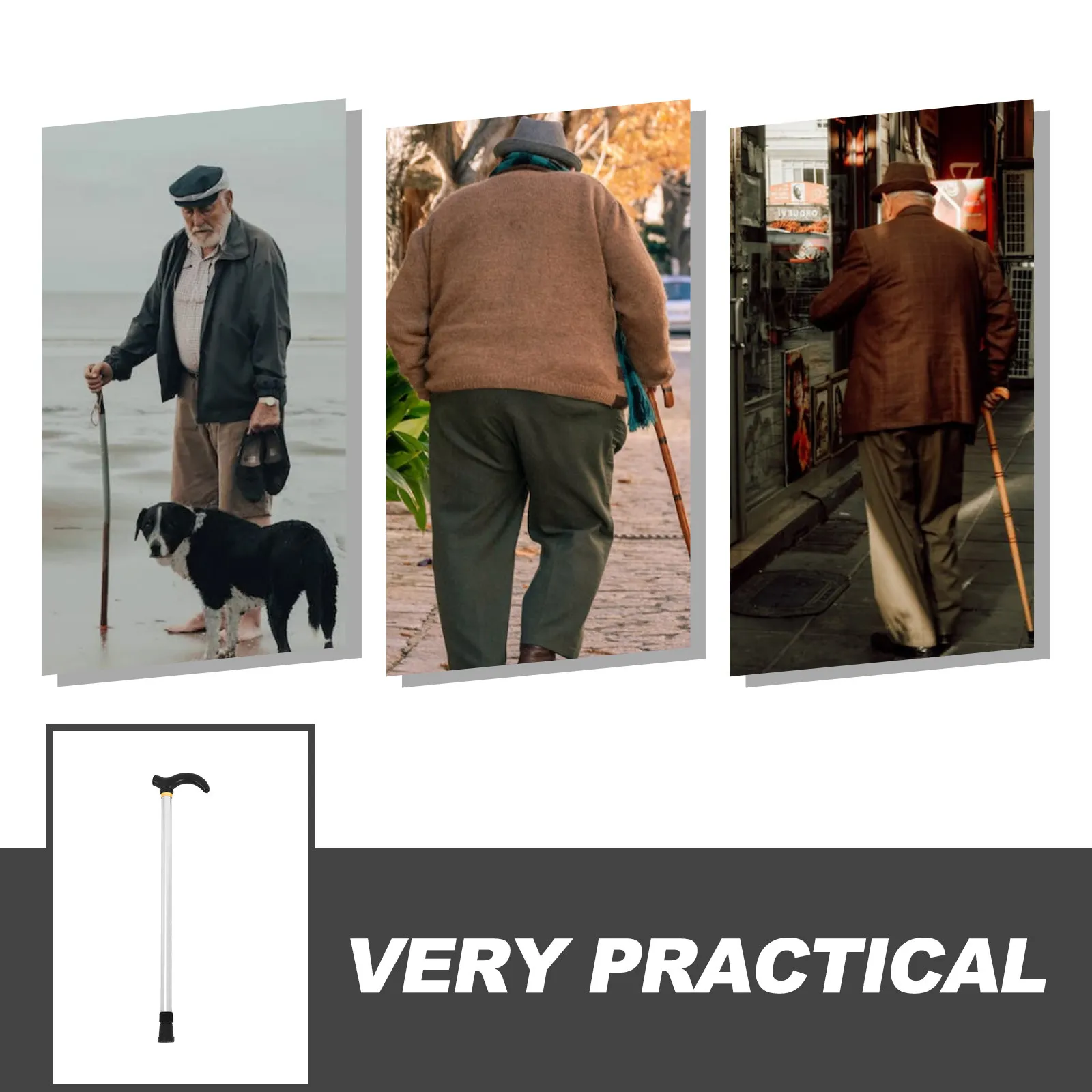 Senior Adjustable Walking Cane Aluminum Alloy Lightweight Anti-Skid Telescopic Mobility Stick for Elderly Daily Use Stability