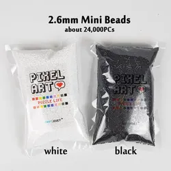 2.6มม.ลูกปัดมินิ250G 24000PCS Pixel Art สีขาวสีดำสำหรับเด็ก Hama ลูกปัด Diy ปริศนาลูกปัดเหล็กคุณภาพสูง DIY ของขวัญ