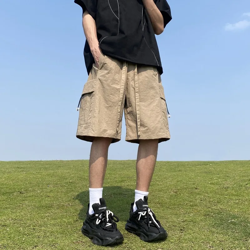 

Мужские функциональные черные шорты-карго, летние, быстросохнущие, легкие, свободные, повседневные, средней длины, для активного отдыха, уличная одежда