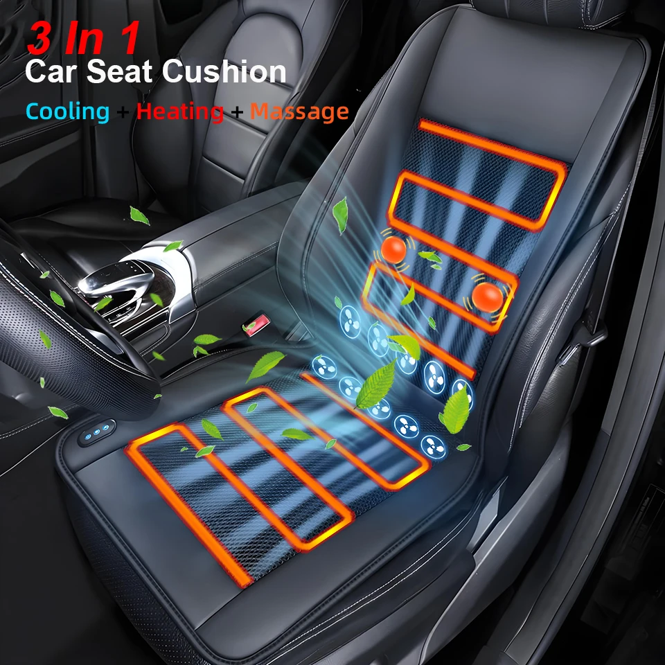 

Universal Car Seat Cushion With 10 Fan Full Heating Fast Blowing Ventilation Massage Seat Covers 3-Speed Adjustment Auto-Switch