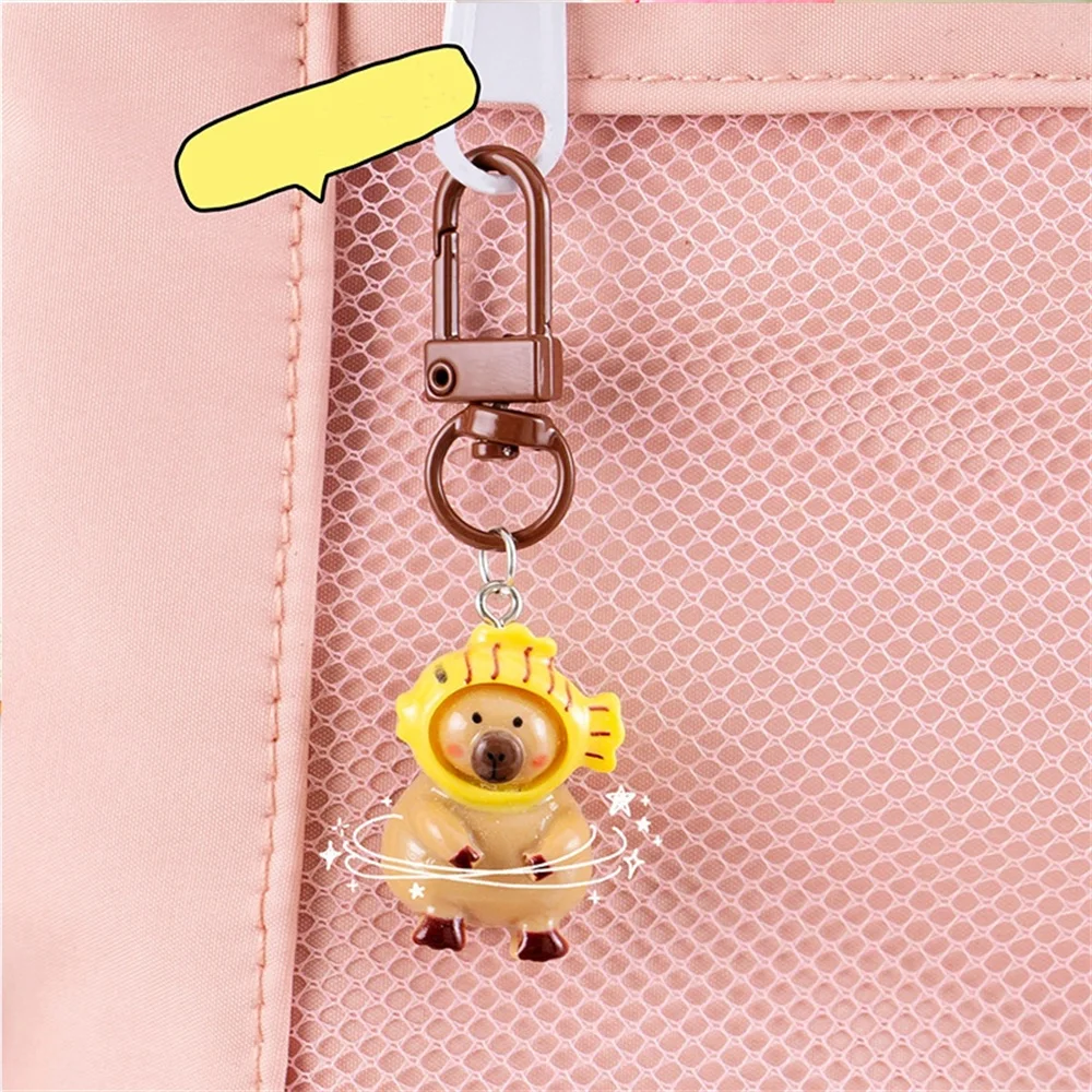 Cartoon Mini Capybara Keychains Women Men Backpack Charms Pendants Accessories Animal Bag Keyring Couple Friend Jewelry Gift
