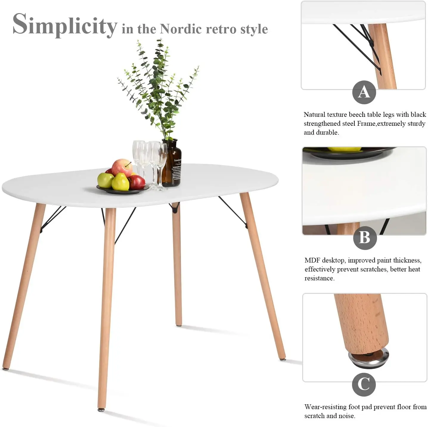 Zones Y Casa 47.2-Table à Manger de Style Minimaliste pour Petits Espaces, Salle à Manger, Salon 73Simple