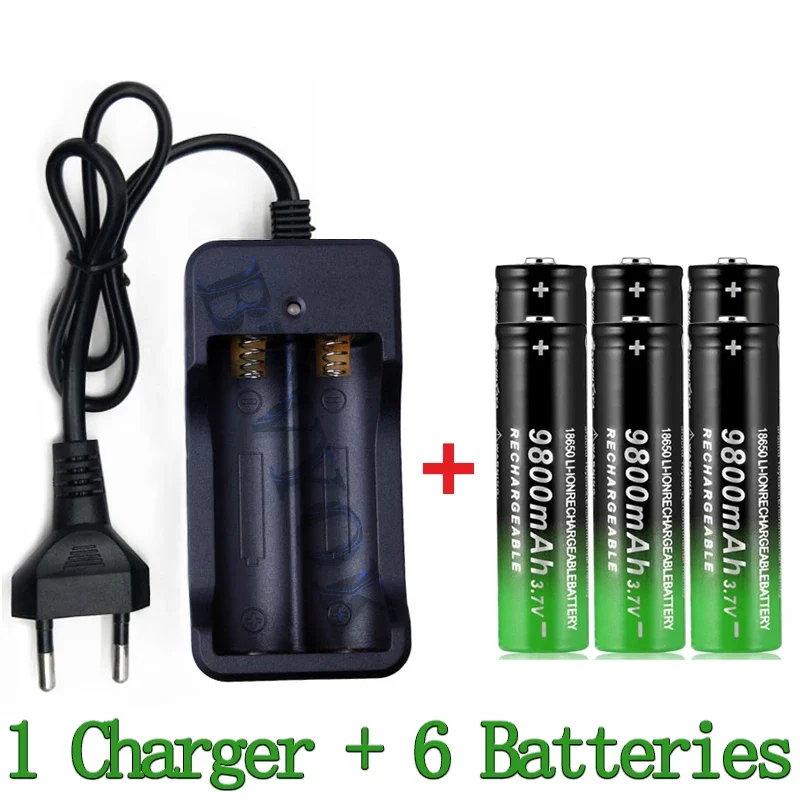 

TR18650 Battery 9800mAh Capacity Rechargeable Battery 3.7V Li-ion Rechargeable Battery For Flashlight Torch Battery+Charger