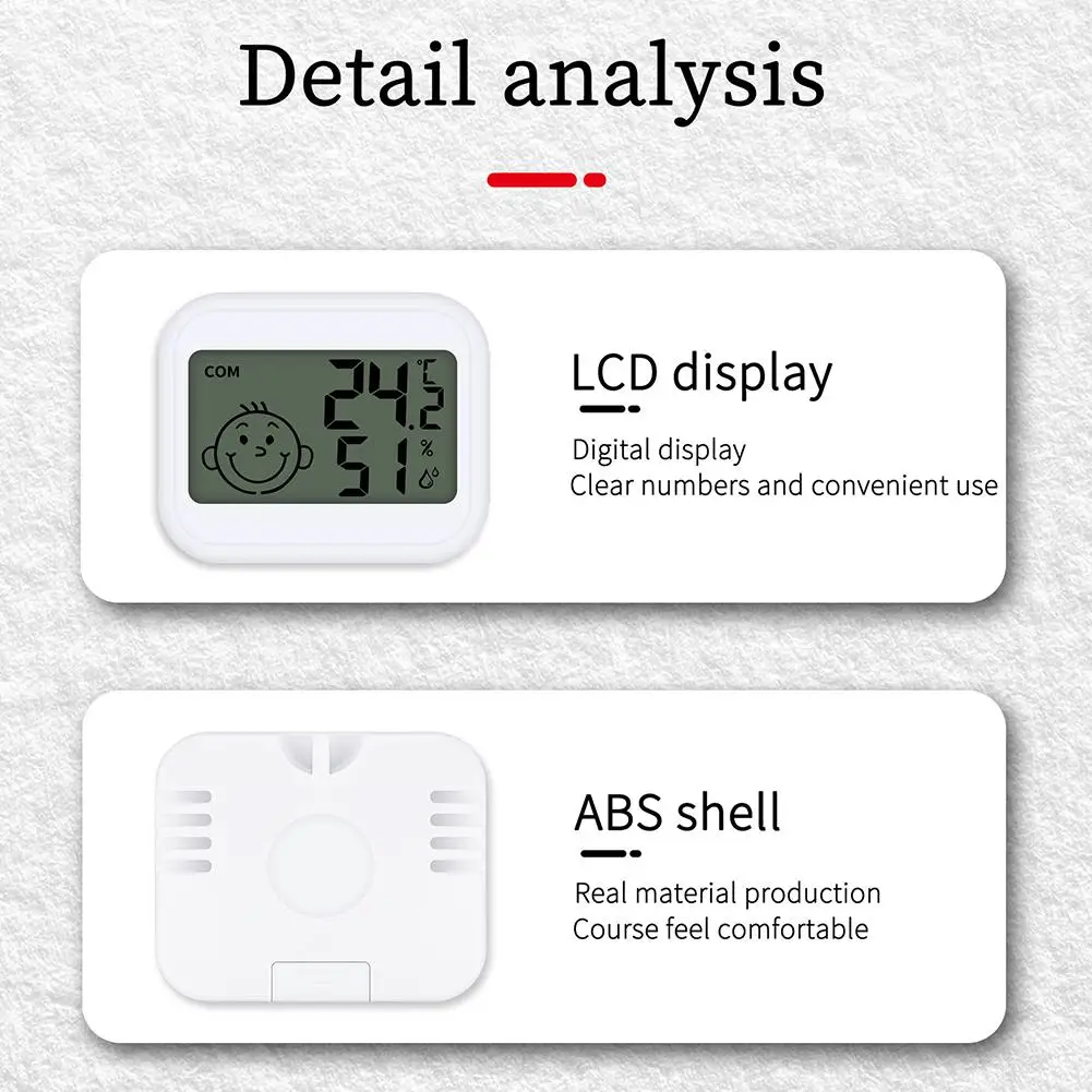 Mini LCD Digital Thermometer Hygrometer Real Time Monitoring Temperature Humidity Display Home Baby Room Bedroom