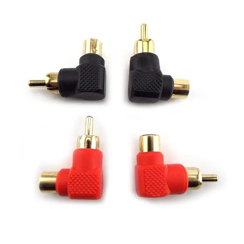 2/4/10pcs 90 Degree RCA Male To Female Right Angle Connector Plug Adapters M/F Audio Adapter Gold Plated C4