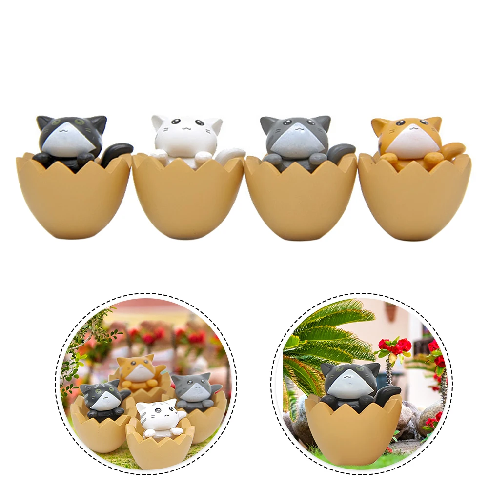 

4pcs Cat Figurines PVC Animal Statues Realistic Details Home Car Garden Decoration Tiny Toys Kids Gifts Gardening Supplies