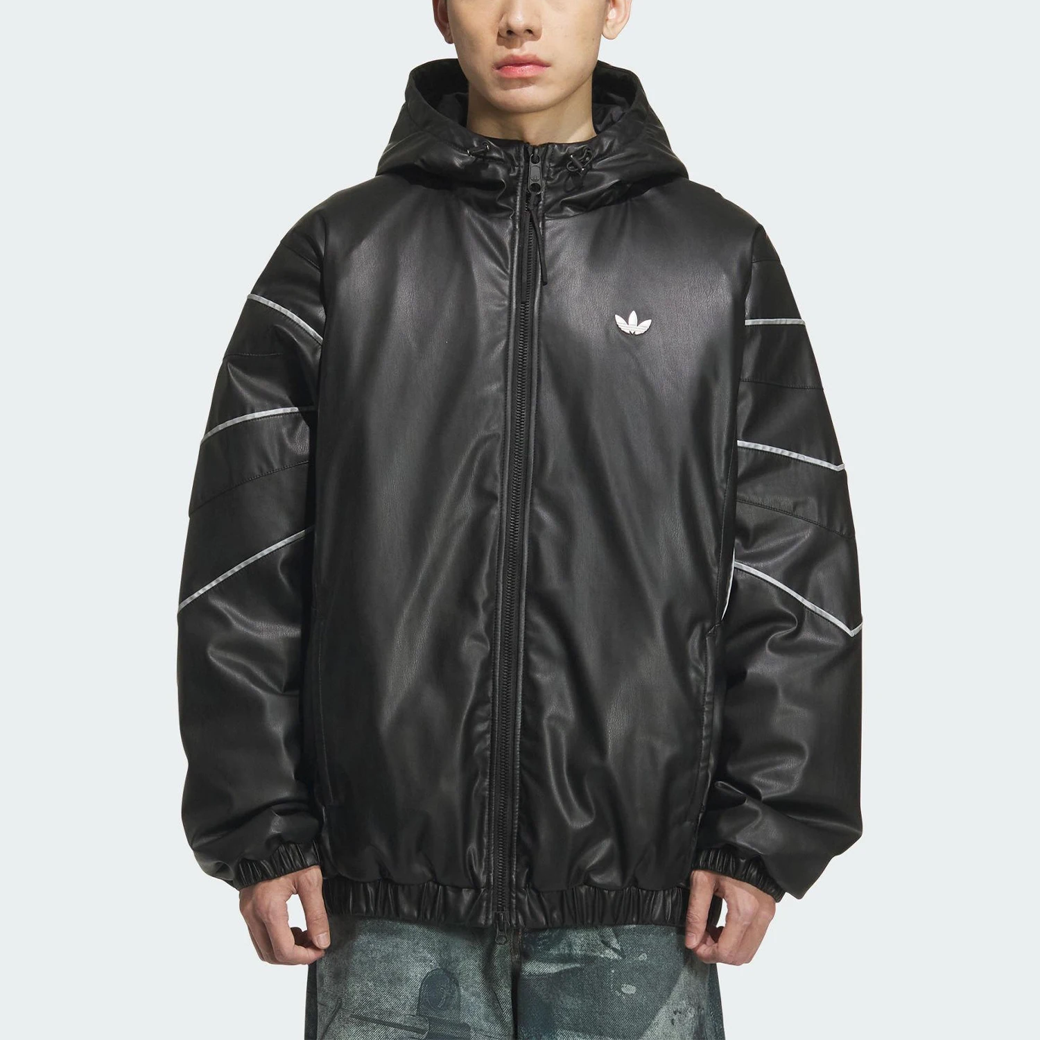Adidas genuine clover men's and women's sports loose fitting hooded warm cotton jacket KC2653