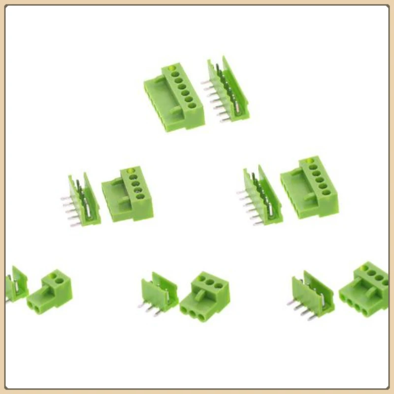 5Sets HT3.96mm Connector 2P 3P 4P 5P 6P 7P 8P 9P 10Pin Pitch 3.96mm 300V Right Angle Male Female PCB Terminal Blocks Connector