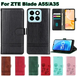 Blade A55 Etui Original Coque Leather Case For ZTE Blade A55 Phone Cover Wallet Cases For Fundas De Tel Teknik ZTE Blade A35 чехол