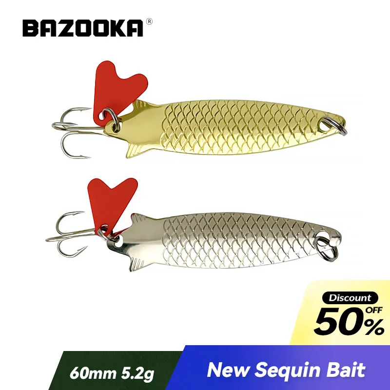 

Bazooka 5.2g Fishing Lure Carp Bass Baits Metal Slow Jig VIB Hard Fast JIG Sinking Trolling Spoon Hook Sequins Spinners Pike