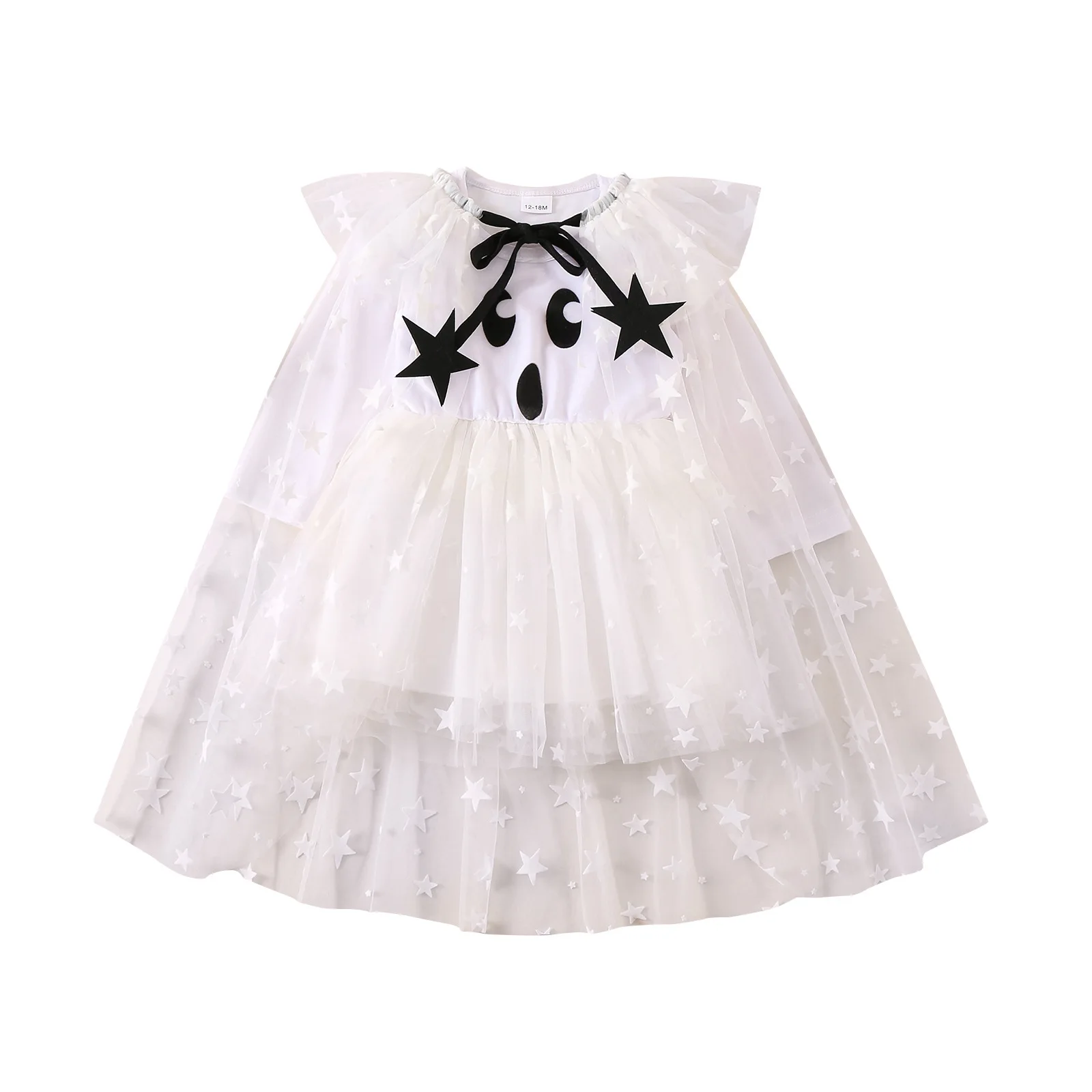 Halloween Children's Clothing 2026 New Girls Halloween Dress Star Mesh Dress Cape Set