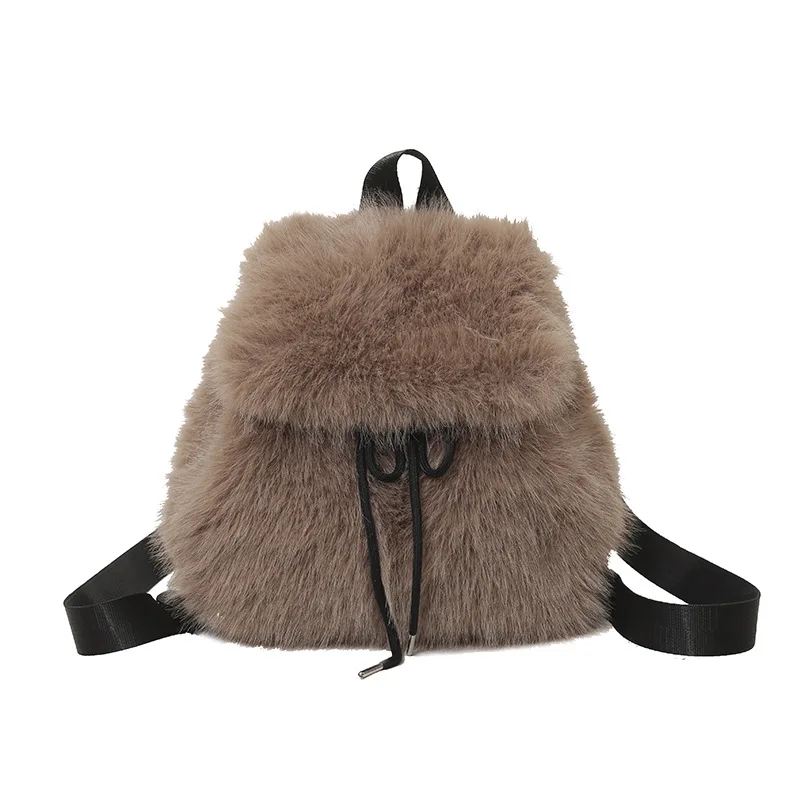 ฤดูใบไม้ร่วงฤดูหนาวผู้หญิง Plush Fury กระเป๋าเป้สะพายหลังใหม่ขนาดใหญ่ความจุไหล่กระเป๋าแฟชั่นอเนกประสงค์เสือดาวพิมพ์นุ่มมือถือกระเป๋า