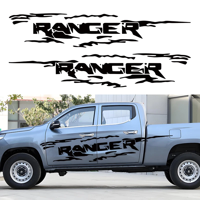 

Large Size 2PCS For Ford Ranger Raptor Pickup Off Road Decals Car Styling Door Side Stickers Graphics Body Decor Car Accessories