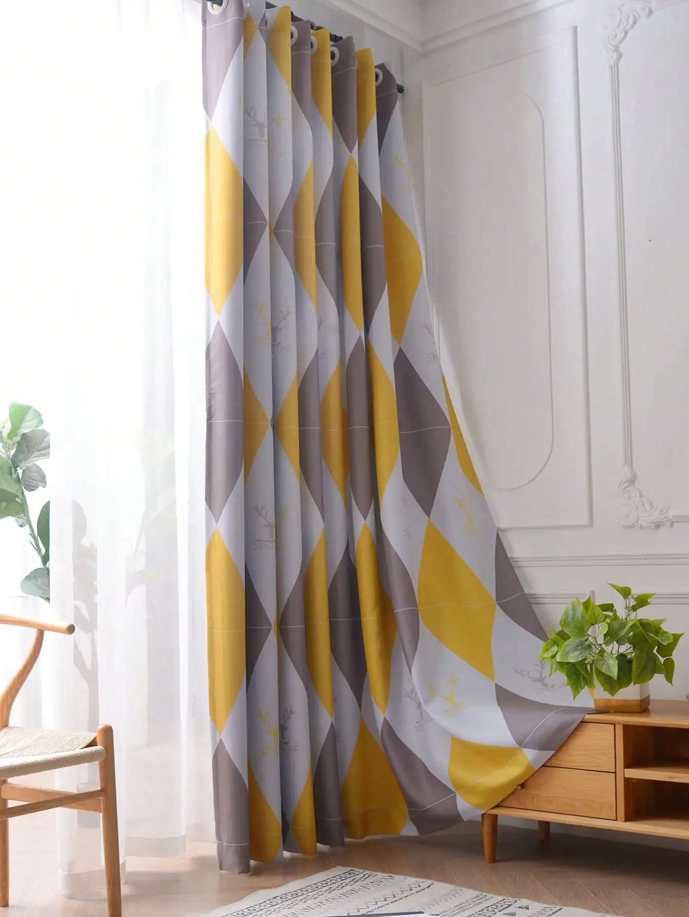 High Shading Curtain With a Leaf Print Curtain For Living Room Bedroom Curtains